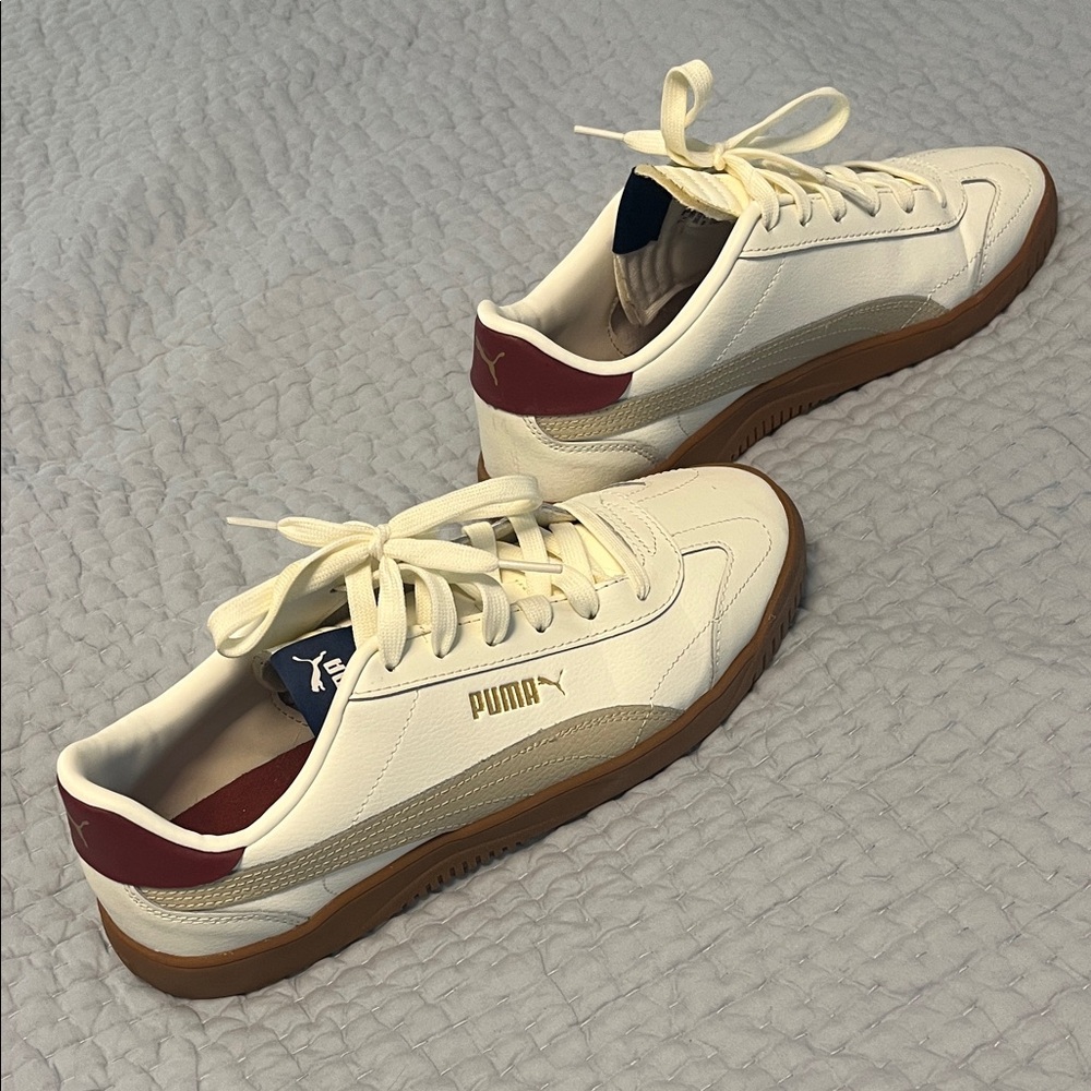 Puma Men's Club Cream and Tan Sneakers